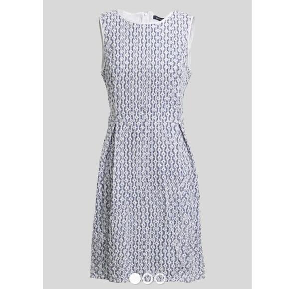 Brooks Brothers dress size 14 summer white blue eyelet preppy professional work - Picture 1 of 13